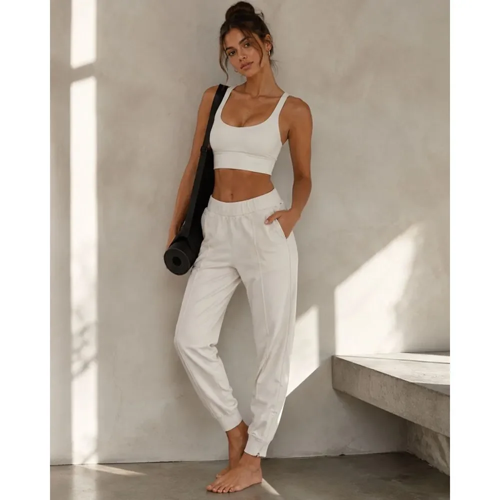 Alo Yoga Cream Gym Yoga Active Sports Sweatpants Trousers  Women's Size XS